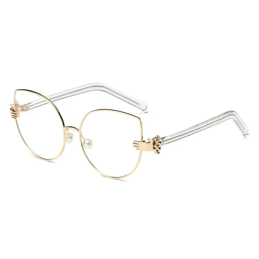 Striking Cat Eye Women's Metal Frame Clear Lens Sunglasses Unique Statement